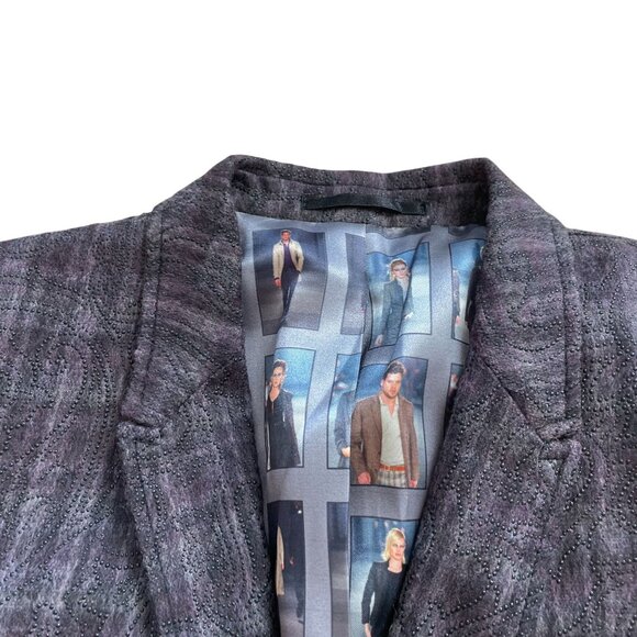 Hans Ubbink Embellished Single-Breasted Blazer Jacket Women's Purple Check - Picture 5 of 16